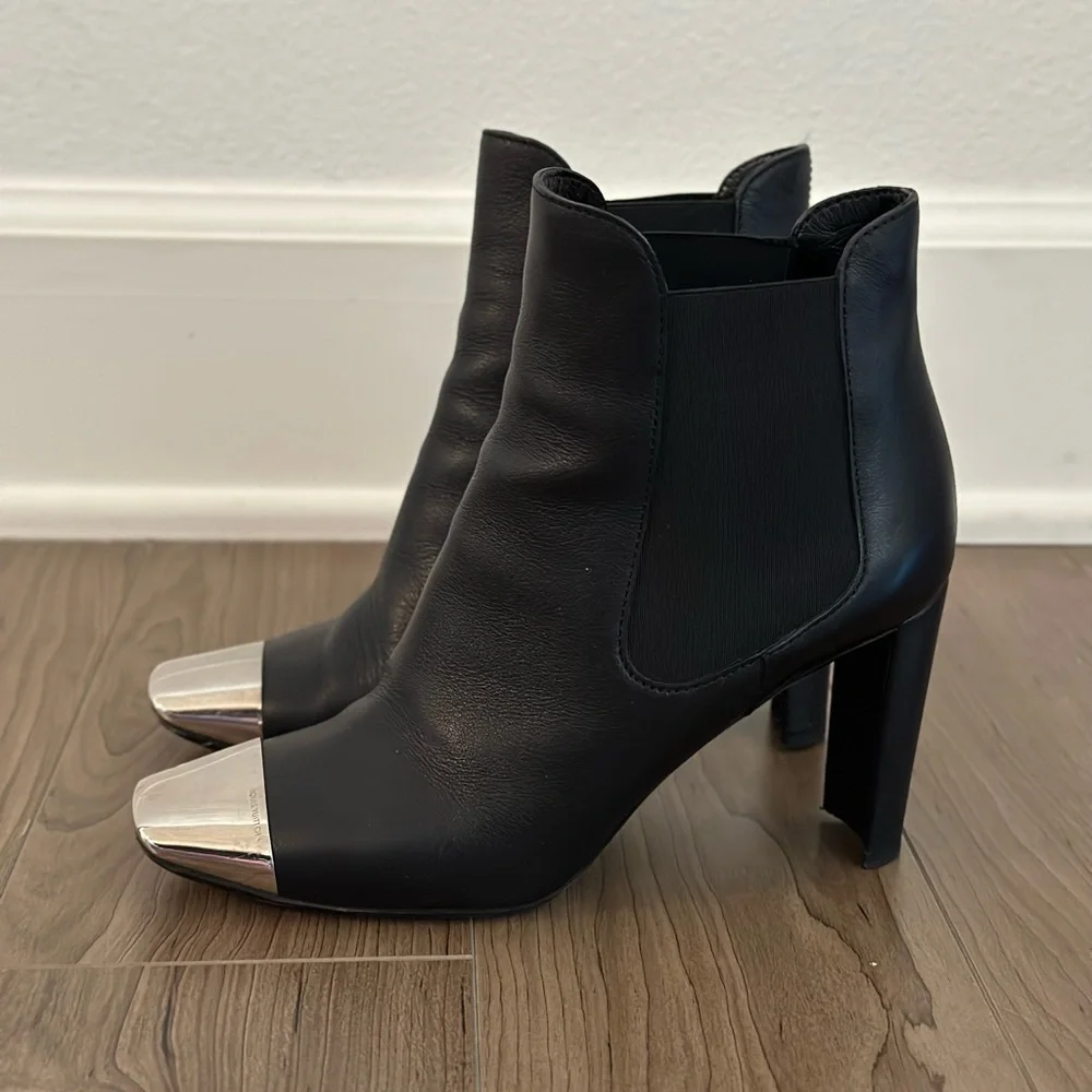 Louis Vuitton Square Metal Tip Toe Black Booties, size us 6.5 - Picture 5 of 10